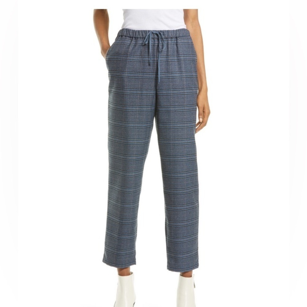 Treasure & Bond Straight Leg Pants In Plaid Heritage Navy & Black Size S NWT - Picture 1 of 14